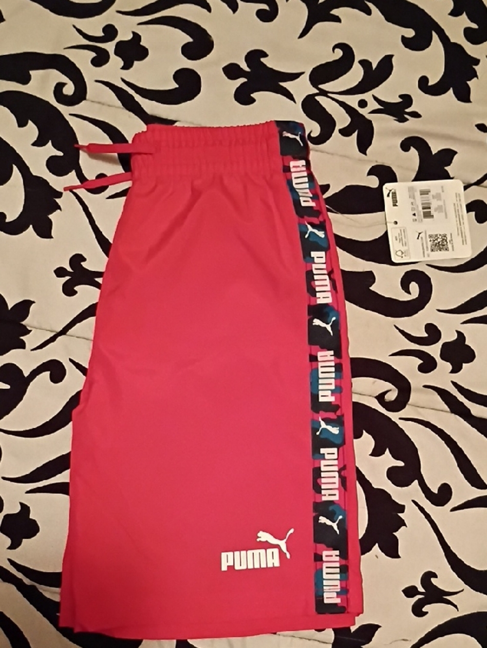 Puma Red Athletic Shorts with Black Logo
